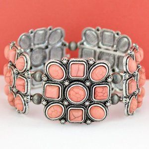 PINK GEO BEADED SQUARE AND NAVAJO INSPIRED PEARL S